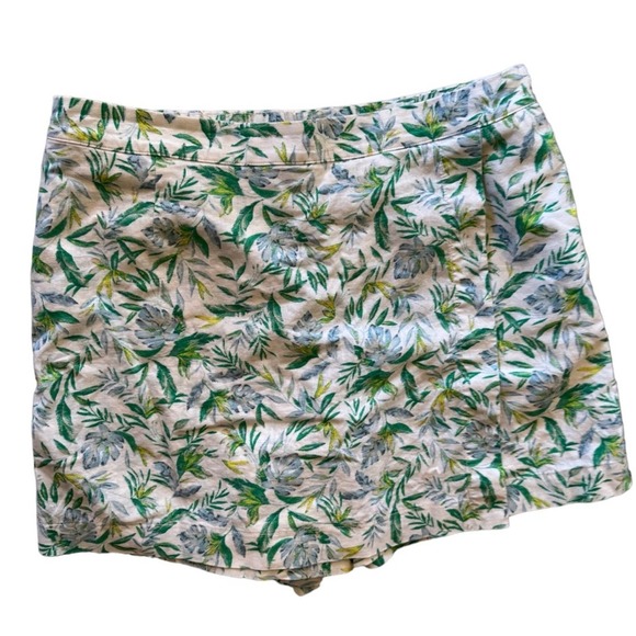 Uniqlo women’s off white floral print Linen Blend Skort size XL - Picture 2 of 7